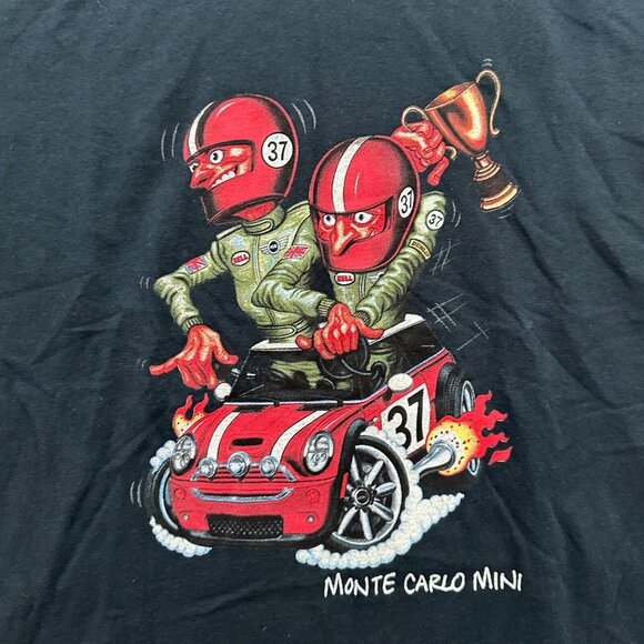 Mini Cooper T Shirt Mens M Black Monte Carlo Mini Racing Graphic Cartoon - Picture 2 of 8